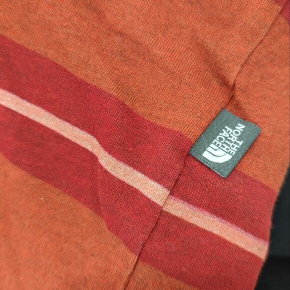 The North Face Jacquard Stripe Tee Orange Red Short Sleeve T-Shirt Men's XL Top - Picture 5 of 8